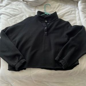Aerie black cropped crew neck sweatshirt